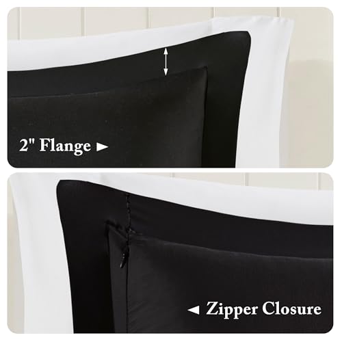 Image of Madison Park Comforter Set, Reversible Down Alternative All Season Microfiber Bedding, 3M Scotchgard Stain Release, King Dorm Comforter, Black /Black