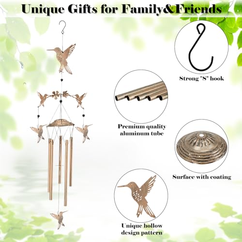 Image of Wind Chimes for Outside Garden Decor - Hummingbird for Mom, Birthday Gifts for Women, Memorial Gifts, Housewarming Gifts, Yard or Patio Deals