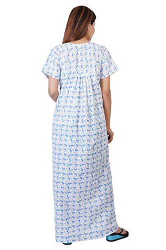 Image of Women's Cotton Block Print Knee Length Nighty