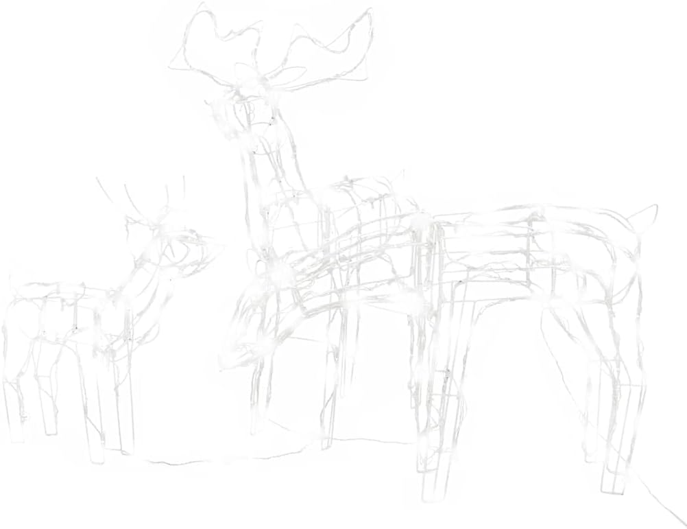 vidaXL 3-Piece Lighted Christmas Reindeer Family Set, Yard Decoration with 229 LEDs, Xmas Deer Light for Outdoor & Indoor Holiday Yard Decor, Cold White