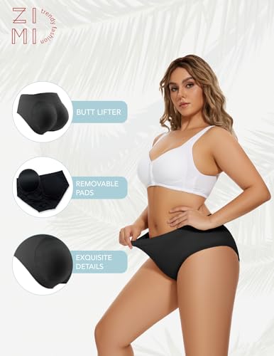 Image of Zimi Collection Butt Lifter Panties Underwear for Women with Removable Pads Seamless Booty Pads Hip Enhancer Panty