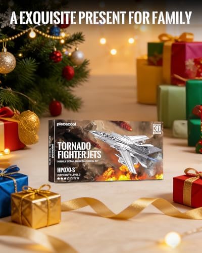 Piececool 3D Metal Puzzles for Adults Tornado Fighter Jet Military Airplane Metal Model Kits，DIY Plane Building kit Birthday Christmas Day Gifts for Men Women 14+ — view 5