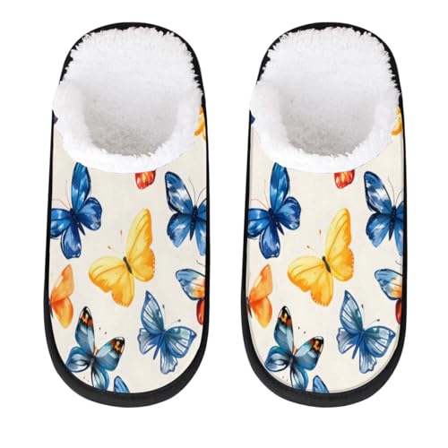Hsnar Animal Butterfly Print Slippers for Women Soft Non-Slip Indoor Slippers Home Slippers for Bedroom Hotel Travel Spa, M