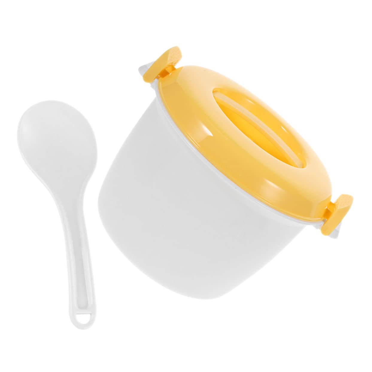 PRETYZOOM 1set Microwave Rice Cooker Multifunctional Food Container for and Steaming for Home Office and Dorm Use Lightweight Convenient Design with Spoon