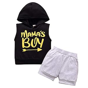NCONCO Baby Boy Fashion Outfits Pasgeboren Peuter Mouwloos Hoodie + Shorts