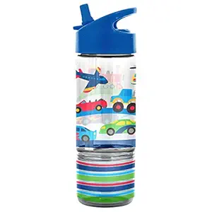 STEPHEN JOSEPH SIP and Snack Flip Top Transportation, Phthalate and PVC-free, Easy Open and Lightweight with Snack Compartment, Leak-Proof Water Bottle with Cute Design for Girls & Boys