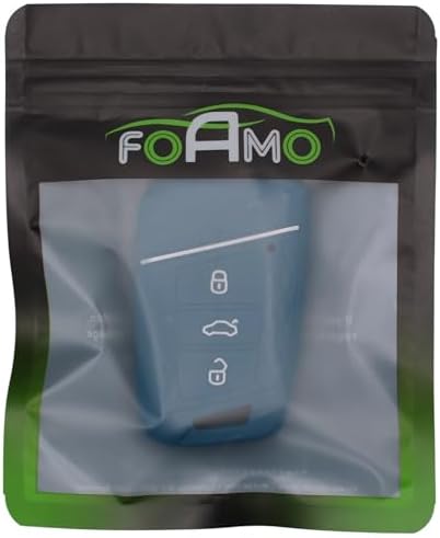 FoilsAndMore etui kompatybilne z VW Passat B8 (Keyless-Go), 3 przyciski, Skoda  silikonowe etui ochronne, etui na klucze, niebiesko-białe