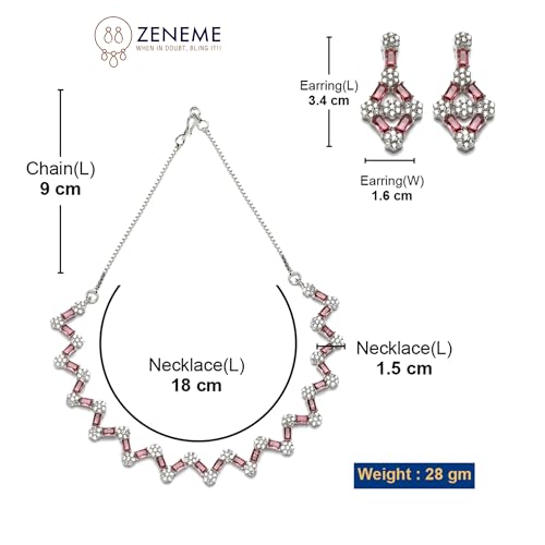 Rhodium-Plated American Diamond Necklace Set