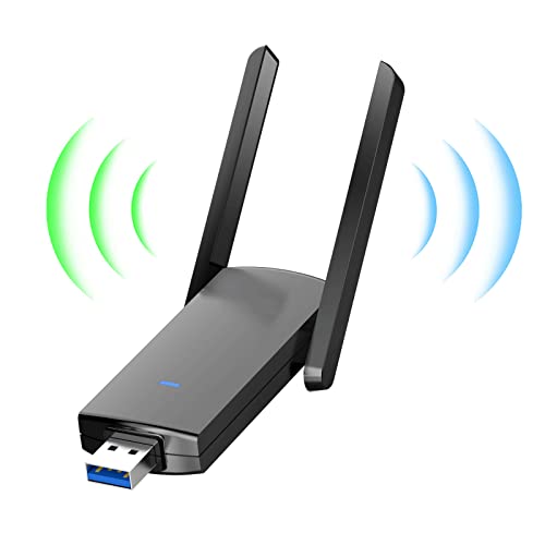 Clé WiFi Puissante 1300 Mbps Dongle WiFi Double Bande 5G Antenne wifi pour PC Longue Portée, USB 3.0 Adaptateur WiFi pour PC/Laptop/Desktop/Tablet, MU-MIMO, Compatible avec Windows 11/10/8/7, Mac OS