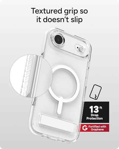 Image of ZAGG Santa Cruz Snap Case with Kickstand for iPhone Air - White, Drop Protection (13ft /4m), MagSafe Charging Compatible, ClearGuard Anti-Yellowing Technology, Scratch Resistant Phone Case