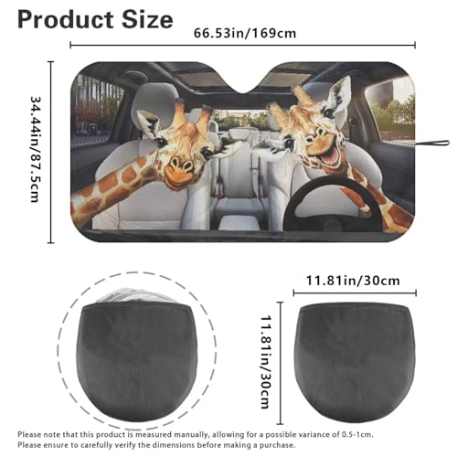 Image of Giraffe Car Sun Shade for Windshield Auto Sun Shades Foldable Automotive Interior Accessories for Sun Protection Protector Accessories for Car Truck SUV
