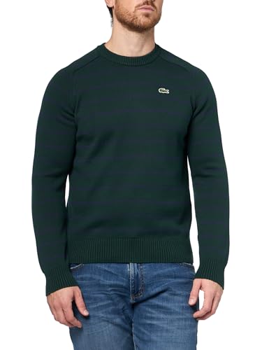 Lacoste Men's Striped 3D Knit Cotton Crew Neck Sweater