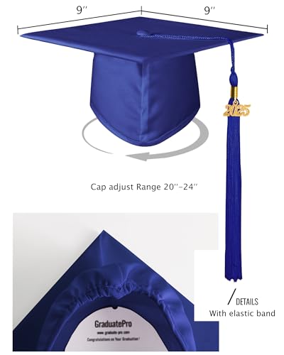 GraduatePro Matte Graduation Cap and Gown 2025 Set Bulk with Tassel for High School & College Royal 39