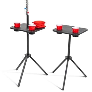 GoSports ScoreCaddy Set of 2 Metal, All Weather Cornhole Scoreboard Tables with Drink Holders – Outdoor Score Keeper Accessory for Yard Games