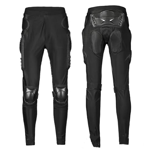 Pantaloni protettivi per, equipaggiamento protettivo sicuro per, armatura fuoristrada con protezioni per ginocchia e fianchi per donna, uomo, nero, XL