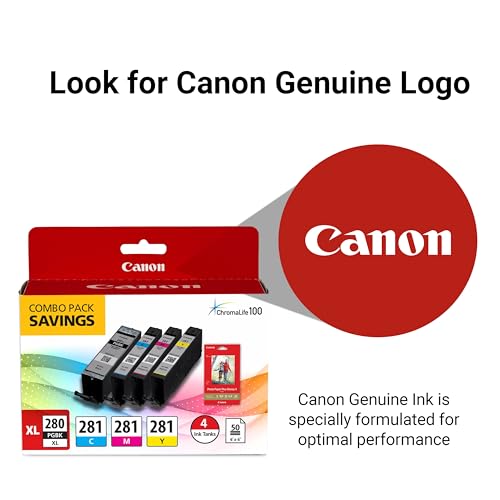 Image of Canon PGI-280XL /CLI-281 Genuine Combo Pack with PP-301, Compatible with TR8520, TS9120,TS8120, TS6120, TS9521C /a, TS9520 /a, TS8220, TS6220, TS8320, TS6320, TS702 /a, and TR8620 /a Series Printers