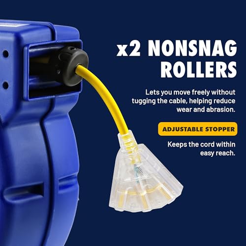 Image of Goodyear Retractable Extension Cord Reel - Enclosed, 12AWG x 65 ft