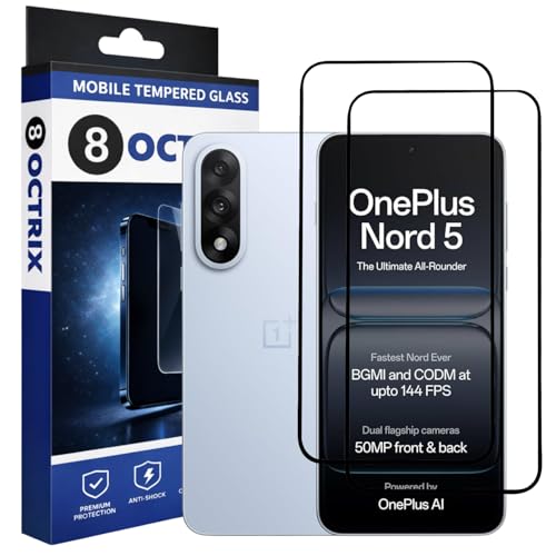 Image of Military-Grade Tempered Glass Screen Protector Compatible for OnePlus Nord 5 / Ace 5 Ultra with Edge to Edge Coverage - Case Friendly, Anti-Scratch & Bubble-Free Installation Kit (Pack Of 2)