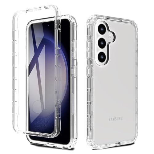 GAPlus Samsung Galaxy S24 Front and Back Case [Built in Screen Protector] Transparent Clear Fully Protection PC Hard Soft Slim Thin Cover Bumper Shockproof For Samsung Galaxy S24