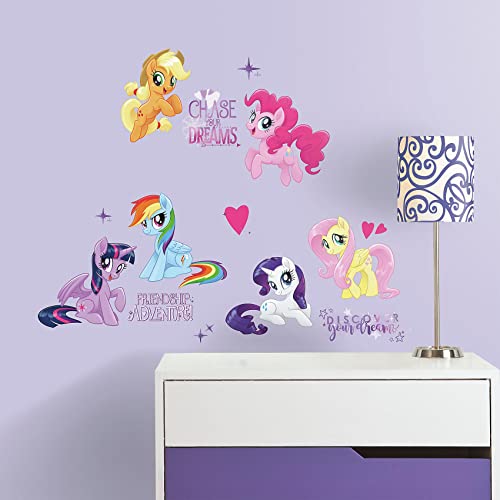 RoomMates RMK3551SCS My Little Pony The Movie Peel & Stick Wall Decals with Glitter, Multicolor, 8", Blue, Red, Brown - Image 2