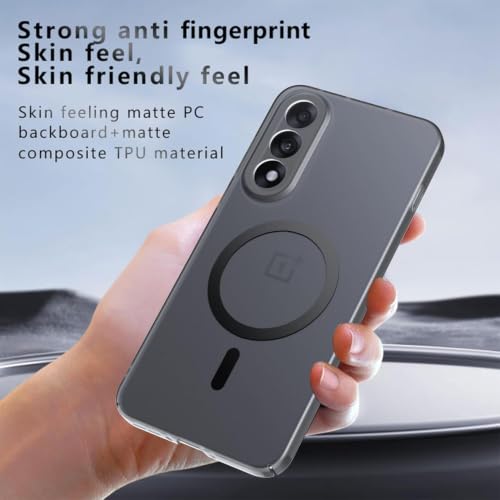 Image of DIZORO Matte Case for Oneplus Nord 5 Compatible with MagSafe, Camera Lens Full Protection, Shockproof Translucent Frosted TPU Soft Phone Cover, Anti-Fingerprint (Black)