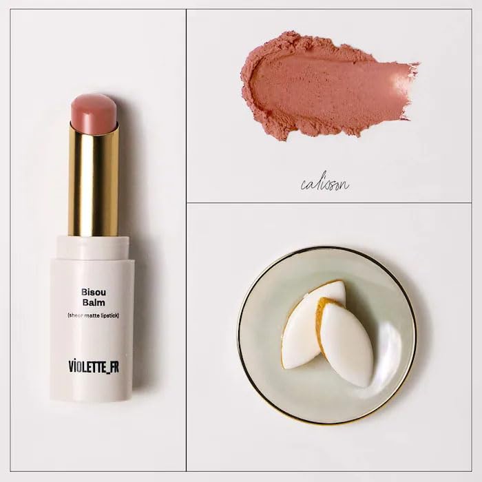 VIOLETE - Balm Sheer Matte Lipstick - Hydrating, Buildable Sheer Color with Soft Matte Finish, Comfortable Wear, Vegan & Cruelty-Free - Color: Calisson - (Neutral Beige)