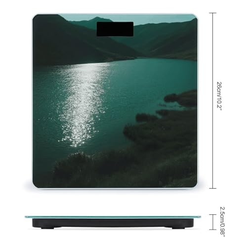 Báscula de baño digital verde oscuro con vidrio templado miniatura 2