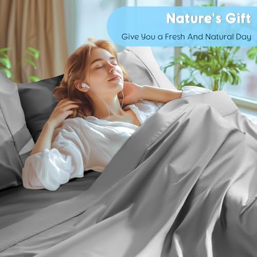 SONORO KATE 100% Egyptian Cotton Sheets Set - 1000 High Thread Count, Luxury 5-Star Hotel Sateen Bed Sheets, Soft, Breathable Long Staple Sheets, Fit up to 16" - 4 PC (Grey,Queen) - Thumbnail 3