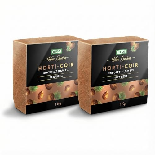 Image of IFFCO Urban Gardens - Cocopeat 2kg Expand Upto 75 litres - Low EC Cocopeat Block for Plants & Home Garden - Export Quality Natural Coconut Coir Fibre with Neutral pH.
