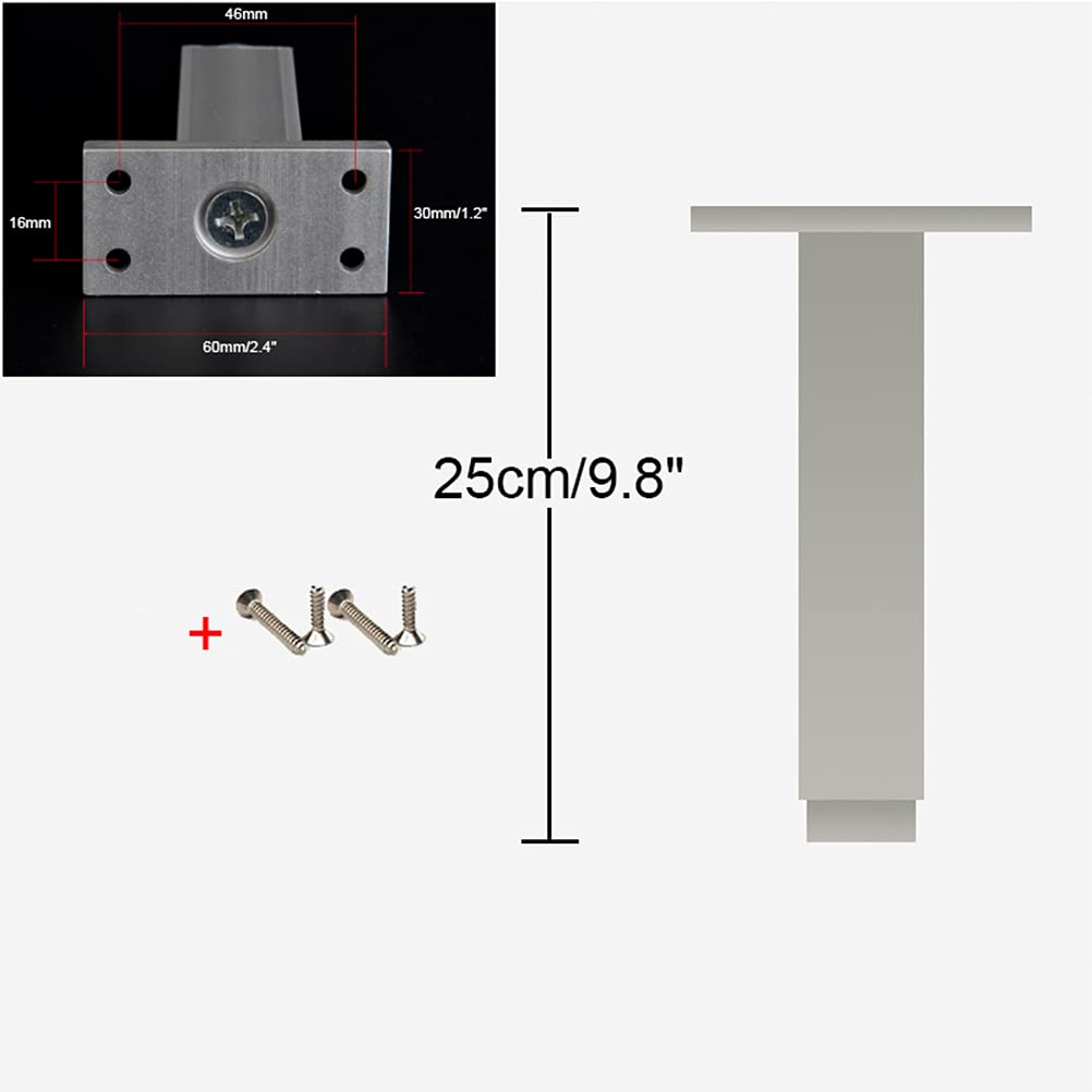 Nogi sofy, 4 sztuki, regulowane nóżki sofy, srebrne stopki ze stopu aluminium | anodowana powierzchnia nogi do mebli opcjonalna wysokość: 6-40 cm, materiałowe nóżki do sofy, salonu, biura, niska