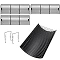 Hiorucet 20 Inches Ash Pan Drip Pan and Grill Grates for Char-Griller 5050 5650 5072 2123 Charcoal Grills, 20" Charcoal Grill Pan with 2Pcs Fire Grate Hanger for Char Griller 5050 Replacement Parts