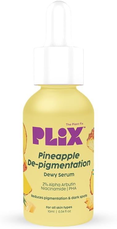 The Plant Fix Plix 2% Alpha Arbutin Pineapple De-Pigmentation Dewy Face Serum for Pigmentation & Dark Spots Removal for Unisex with 10% Niacinamide,5% PHA for All Skin,10ml (Pack of 1)