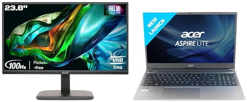 Image of Acer Aspire Lite 11th Gen Intel Core i5 Premium Metal Laptop, Steel Gray, 1.59 Kg EK240Y H 23.8 Inch (60.4 cm) Full HD (1920x1080) VA Panel LCD Monitor with LED Back Light(Black)