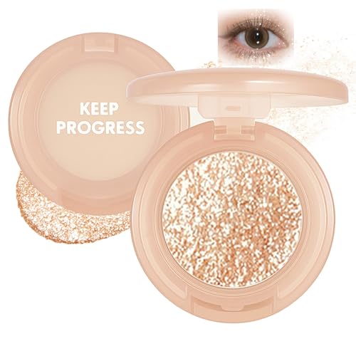 Eyeshadow Glitter Champagne Gold & Pearlescent Highlighter Shimmer Single Eyeshadow & Face Highlighter Talc-Free Vegan Pressed Powder Long-Lasting Waterproof Festival Makeup06