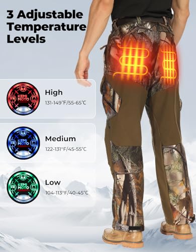 KEMIMOTO Heated Pants for Men with 12V 20000mAh Battery Pack, Winter Pants Padded Knees for Hunting Hiking and Camping4
