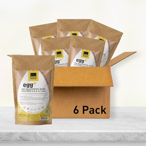 AcreMade Plant-Based Egg Substitute, Dry Powder, Shelf Stable, Vegan, Gluten Free, Soy-Free, Low Sodium, Non-GMO, Natural Egg Replacer, 3 Grams Pea Protein Per Serving (Pack of 6, 33.6 oz)