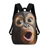 Orangutans Monkeys Big Face Unisex Backpack 17' Casual Daypacks Simple Shoulders Bag for Camping Hiking Travel Gear