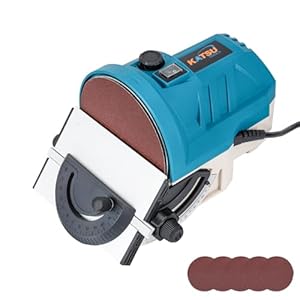 KATSU Tools 140W Mini Disc Sander 125mm | Electric Sander Grinding Machine for Woodworking, Polishing | Adjustable Speed, Aluminum Titling Worktable, Sandpapers Included