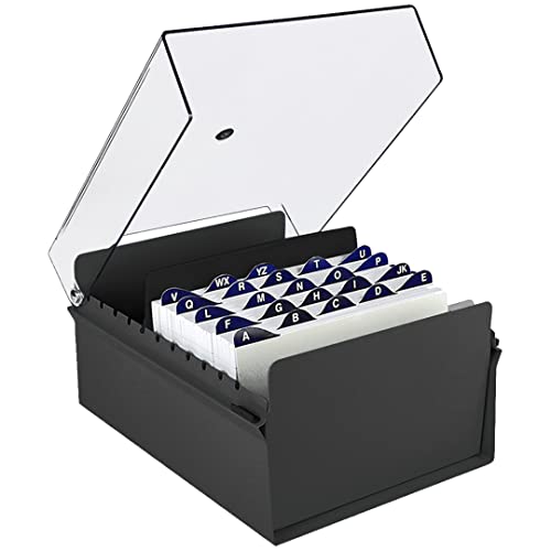 Boîte organiseur fiches Acrimet 6" x 9" base métal noir couvercle cristal