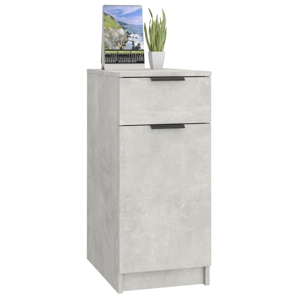 Armadietto da Scrivania Grigio Cemento 33,5x50x75 cm in Legno Multistrato con Cassetto e Scomparti, Mobile da Ufficio Organizzatore per Documenti e Libri, Design Minimalista