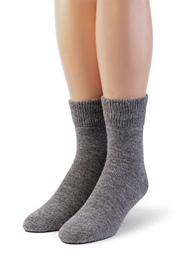 Warrior Alpaca Socks - Women's Outdoor Terry Lined Ankle Alpaca Socks (Medium, Ankle Grey)