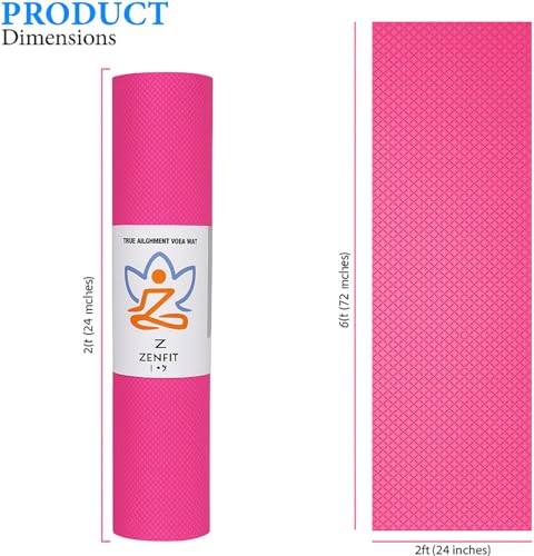 Image of Yoga Mat for Women and Men 4mm with Carry Strap EVA Material Extra Thick Exercise Mat for Workout Yoga Fitness Pilates and Meditation, Anti Tear Anti Slip For Home & Gym Use (Pink)