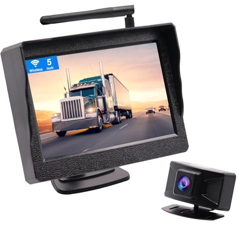 B-Qtech Wireless Backup Camera System, 5 inch Night Vision IP68 Waterproof Rear View Reversing Camera Monitor Kit for Cars, Vans, Trucks, Support Mirror Image/DIY Guide Lines