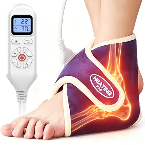 CAMECO Electric Ankle Heating Pad for Achilles Tendinitis Pain Relief 30s Quick Heating & 86-158 Heated Ankle Brace for Women Men Home Office Ankle Heat Wrap for Arthritis Swelling