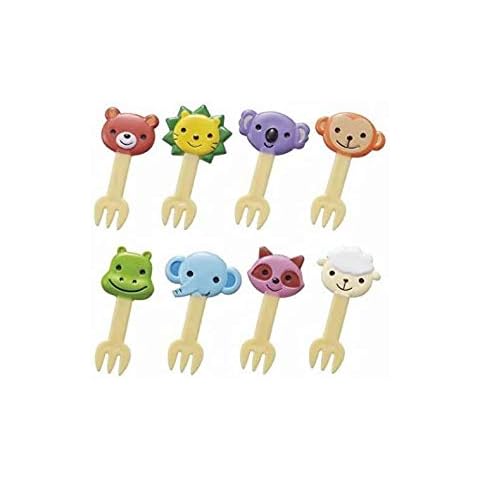 Tonune Mama's Assist Lunch Box Accessories Bento Decoration Japanese Food Fork Picks Lunch Cute Animal Set of 8 Pieces (Bear, Lion, Koala, Monkey, Hippopotamus, Elephant, Raccoon, Sheep) P-3116 Cover