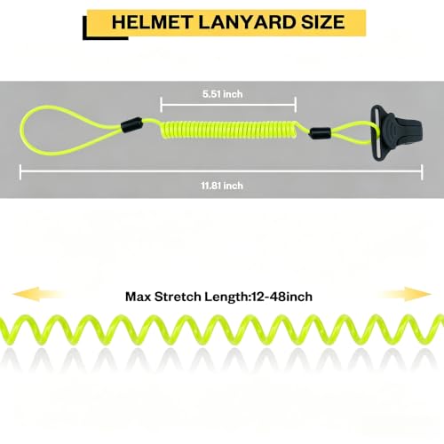 Image of MELOTOUGH Coiled Lanyard,Hard Hat Lanyard w /Clamp End,No Snag Design for Hard Hat,Tools,Small Valuables,Load Cap 2lbs,3Pcs