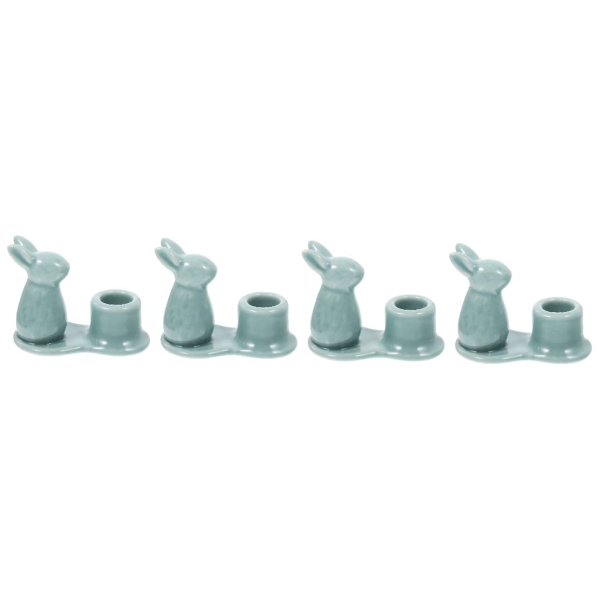 Garneck 4pcs Rabbit Candlestick Bunny Figurine Candle Holder Bunny Candle Holders Pillar Candle Holder Easter Candlestick Holder Bunny Tea Light Holder Egg Rack Ceramics Nordic Banquet