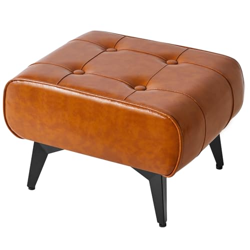 YMYNY Ottoman, Foot Stool with Metal Legs, Faux Leather Stool, Pouf Couch Stool, Modern Multifunctional Small Square Accent Small Table for Bedroom, Living Room 15.75