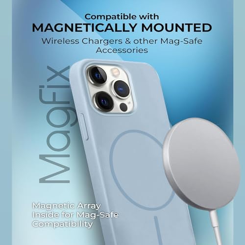 Image of iPhone 14 pro Silicone Magsafe Case | Shock Proof Design & Camera Protection | Premium Rubberised Apple iPhone 14 pro Cover (Microfiber Lining) | Magnetic Liquid Silicone - Sky Blue