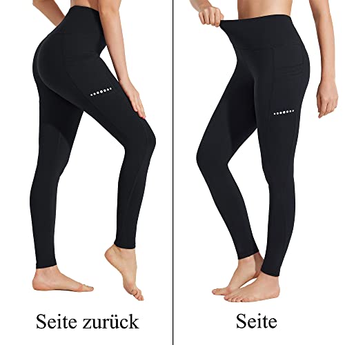 BAYGE Sportlegging voor dames, winter, hoge taille, fleece gevoerd, waterdicht, ondoorzichtig, buikcontrole, slimfit, yogabroek, sportbroek, sweatbroek, fitnessbroek met zakken - Image 5